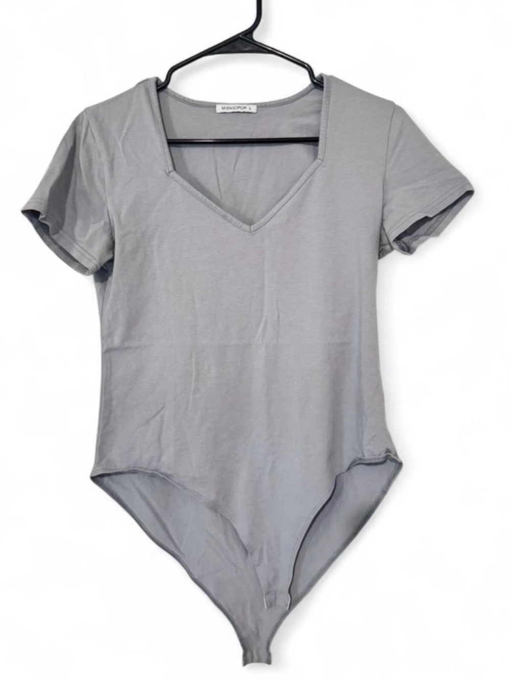Mango Light Gray V-Neck Short Sleeve Bodysuit